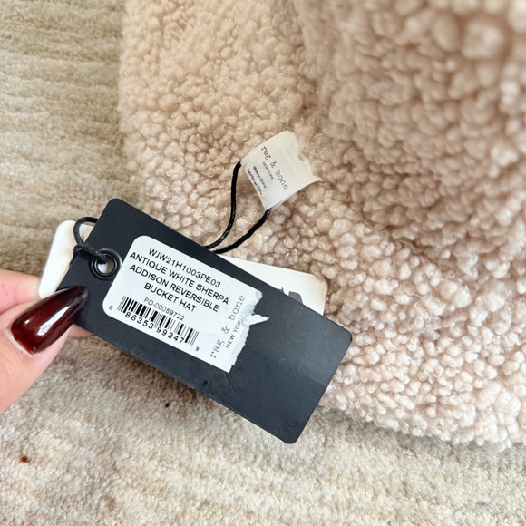 Rag & Bone Reversible Beige Sherpa and Quilted Nylon Addison Bucket Hat - Picture 9 of 13